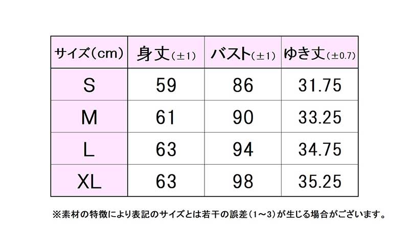 フィラサイズ表 
