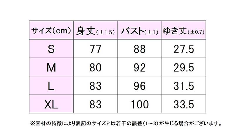 フィラサイズ表 
