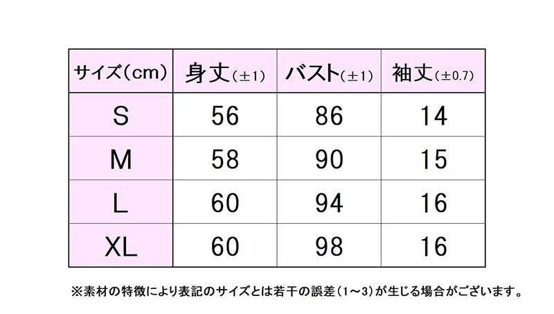 フィラサイズ表 
