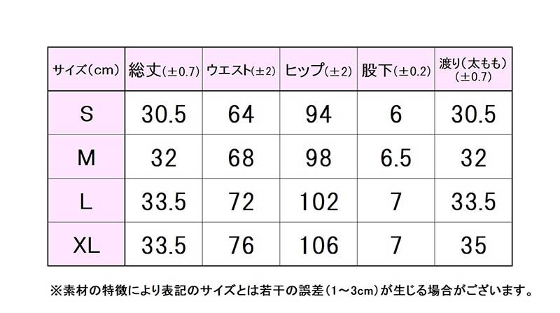 フィラサイズ表 
