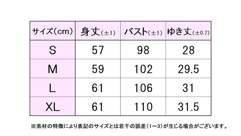 フィラサイズ表 
