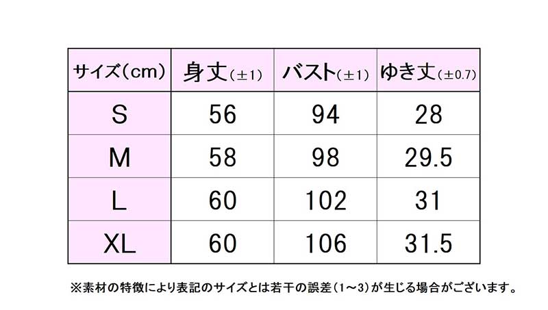 フィラサイズ表 
