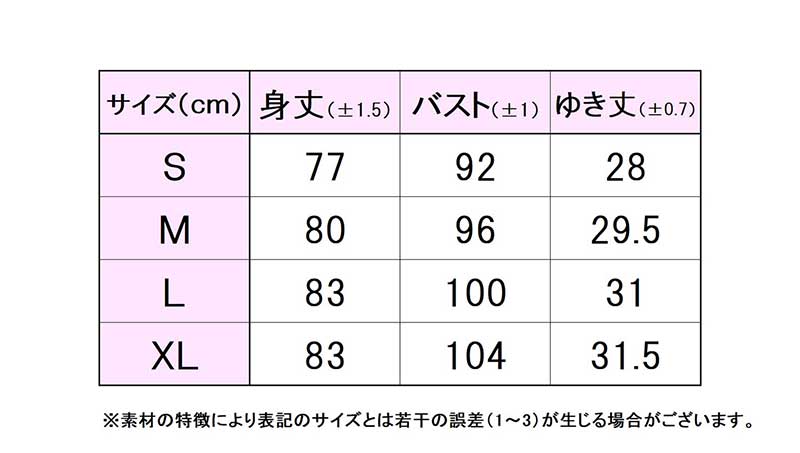 フィラサイズ表 
