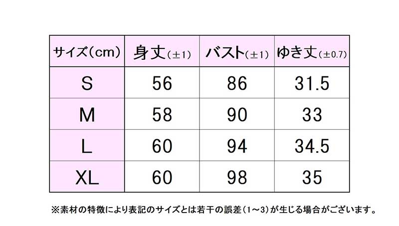 フィラサイズ表 
