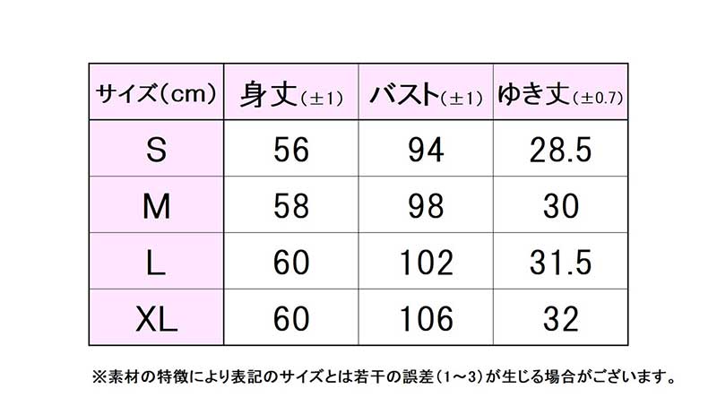 フィラサイズ表 
