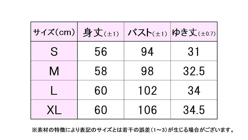 フィラサイズ表 
